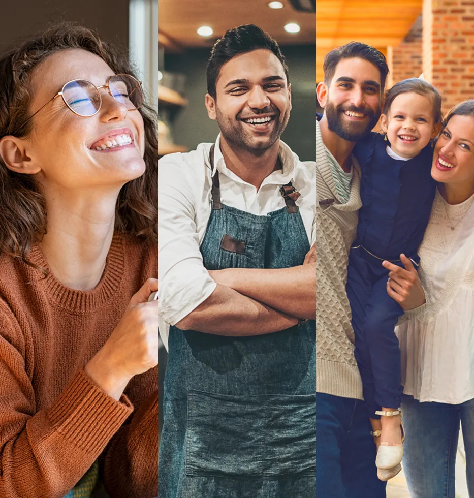 Personas sonriendo y un emprendedor
